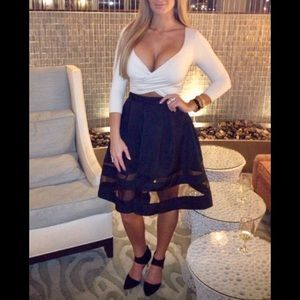 Mesh Inlay Flare Skirt